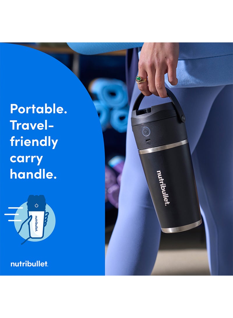 nutribullet Flip Portable Blender, 8pc Set – High-Speed, Multi-Functional 11.1V Motor, Rechargeable, Self-Cleaning, 590ML Stainless Steel Cup, USB-C Charging, NFP-590, 1-Year Warranty 590 ml 350 W NFP-590 Black - Image 3