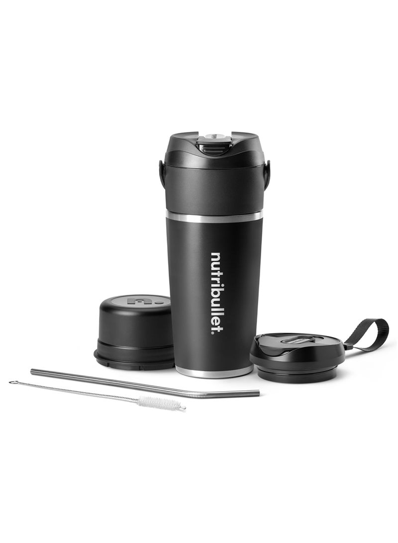 nutribullet Flip Portable Blender, 8pc Set – High-Speed, Multi-Functional 11.1V Motor, Rechargeable, Self-Cleaning, 590ML Stainless Steel Cup, USB-C Charging, NFP-590, 1-Year Warranty 590 ml 350 W NFP-590 Black - Image 1