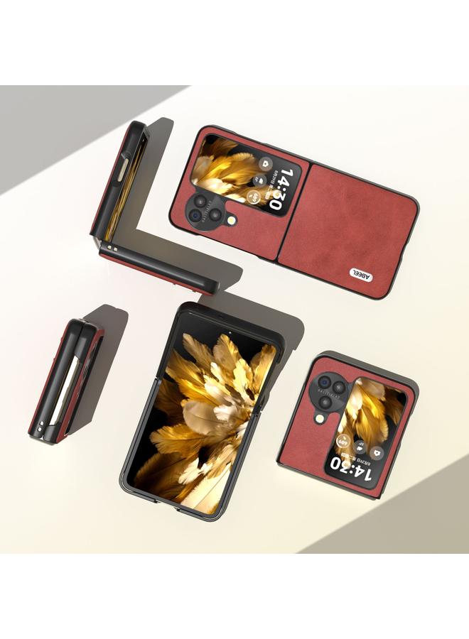 اس-توب جراب قابل للطي لهاتف OPPO Find N3 من ABEEL، جراب هاتف من البولي يوريثان بنسيج جلد العجل بلونين - Image 4