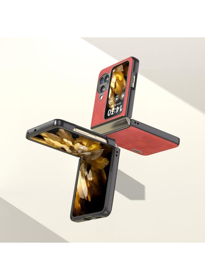 اس-توب جراب قابل للطي لهاتف OPPO Find N3 من ABEEL، جراب هاتف من البولي يوريثان بنسيج جلد العجل بلونين - Image 2