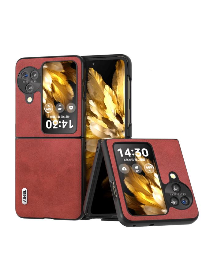 اس-توب جراب قابل للطي لهاتف OPPO Find N3 من ABEEL، جراب هاتف من البولي يوريثان بنسيج جلد العجل بلونين - Image 1