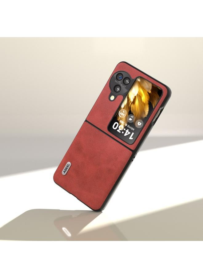 اس-توب جراب قابل للطي لهاتف OPPO Find N3 من ABEEL، جراب هاتف من البولي يوريثان بنسيج جلد العجل بلونين - Image 3