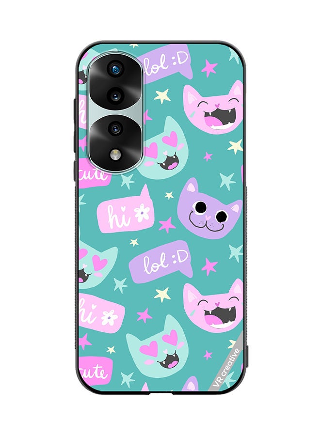 VR CREATIVE Protective Case Cover For Honor 70 Pro plus Cat Had And Bubble Speech Design Multicolour - Image 1