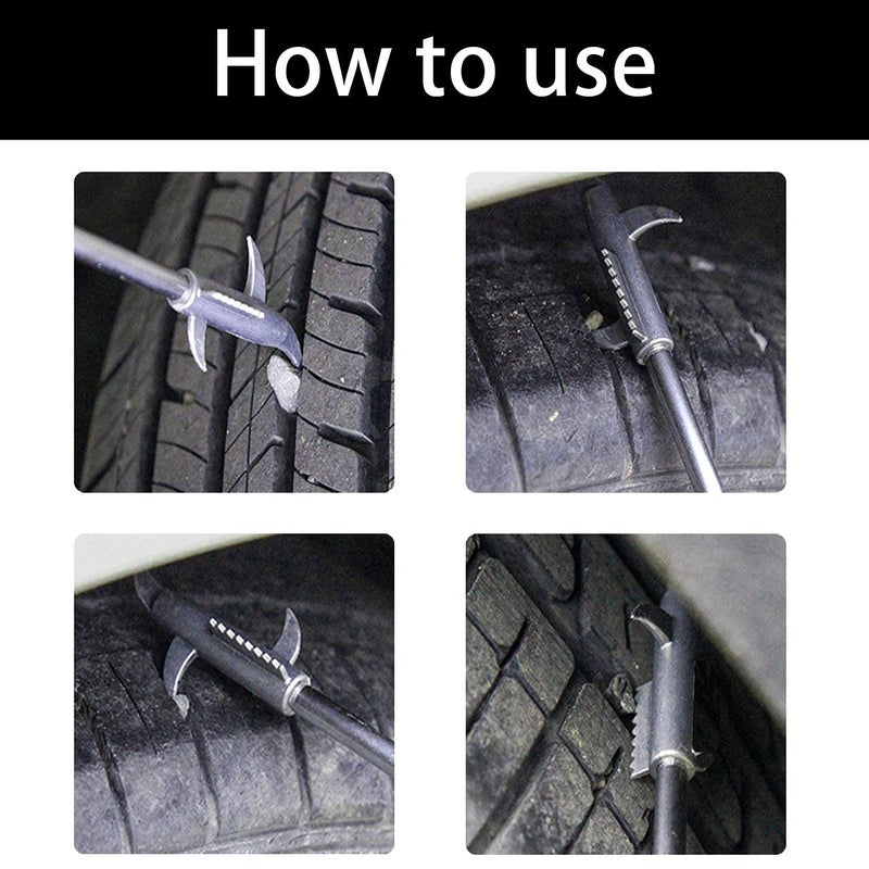 Rasikvar 2 in 1 Car Tire Stone Cleaning Hook, Tire Groove Stones Removing Tool, Tyre Stone Picker for Motor Bike Truck Car, Tire Protector Repair Tool - Image 5