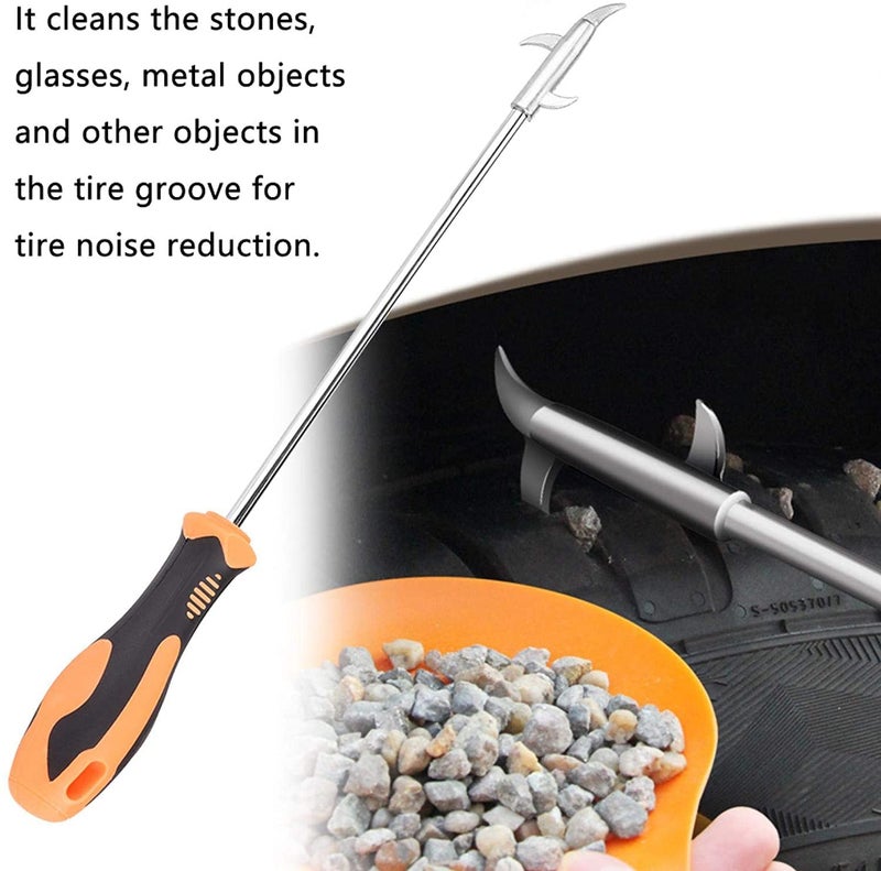 Rasikvar 2 in 1 Car Tire Stone Cleaning Hook, Tire Groove Stones Removing Tool, Tyre Stone Picker for Motor Bike Truck Car, Tire Protector Repair Tool - Image 4