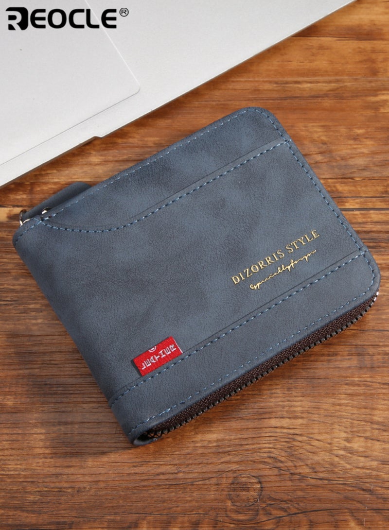 ريوكل محفظة جلدية صناعية بأسلوب عتيق للرجال مع فتحات بطاقات متعددة بسحاب وحامل هوية تصميم متعدد الوظائف للاستخدام اليومي والسفر - Image 3