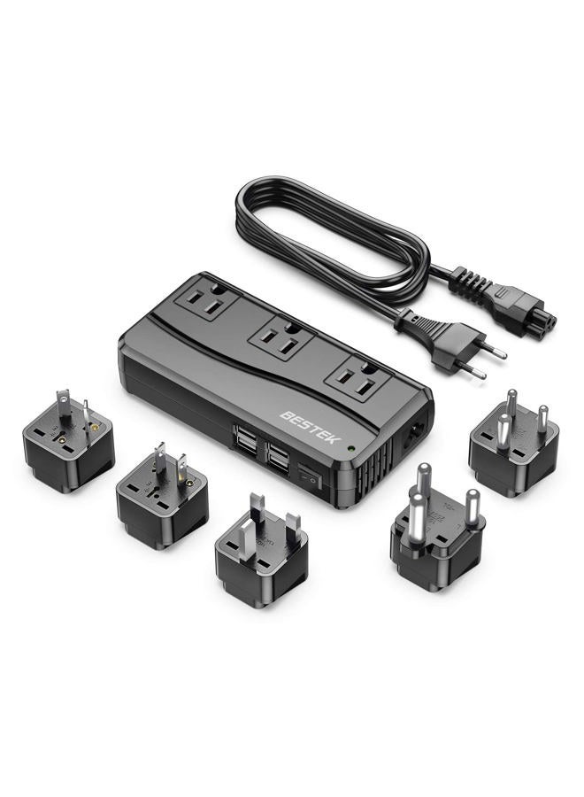 BESTEK محول طاقة 250 واط 3 مخرج و 4 منفذ USB محول جهد السفر 220 فولت إلى 110 فولت مع محولات قابس السفر من نوع G/D/M/AU/US - Image 1