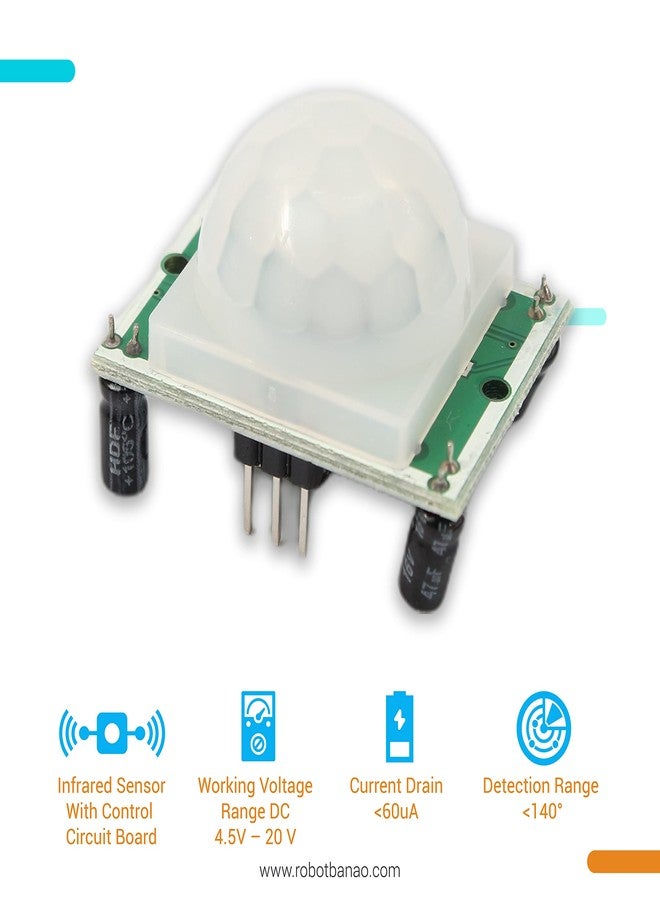 Robotbanao HC-SR501 Passive Infrared (PIR) Motion Sensor Detector Module-Pyroelectric Infrared Sensor-Pack of 1 - Image 2