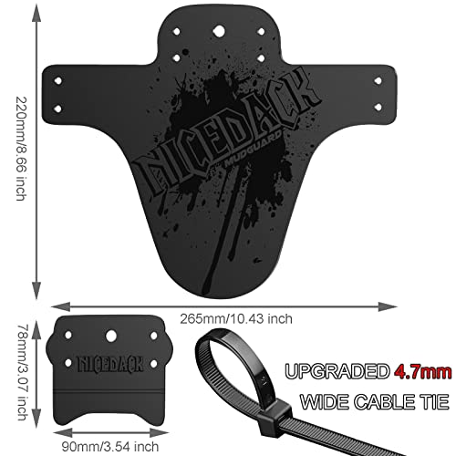 NICEDACK Bike Fender, Adjustable MTB Mud Guard, Front and Rear Compatible Mudguards, Fits 650B 20" 26" 27.5" 29 inch Fat Tire Bikes and All Disc Brake Bicycles (Matte Surface,Updated Black) - Image 3
