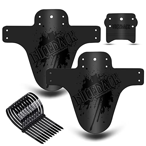 NICEDACK Bike Fender, Adjustable MTB Mud Guard, Front and Rear Compatible Mudguards, Fits 650B 20" 26" 27.5" 29 inch Fat Tire Bikes and All Disc Brake Bicycles (Matte Surface,Updated Black) - Image 1
