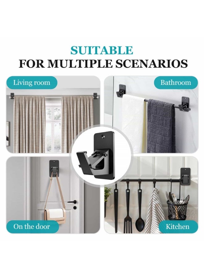 Anmi Heavy Duty Adhesive No Drill Curtain Rod Brackets 30LB Load, Damage-Free Nail-Free Window Rod Hooks for Bathroom Bedroom Kitchen, Universal Curtain Rod Holders 2PC Black - Image 5