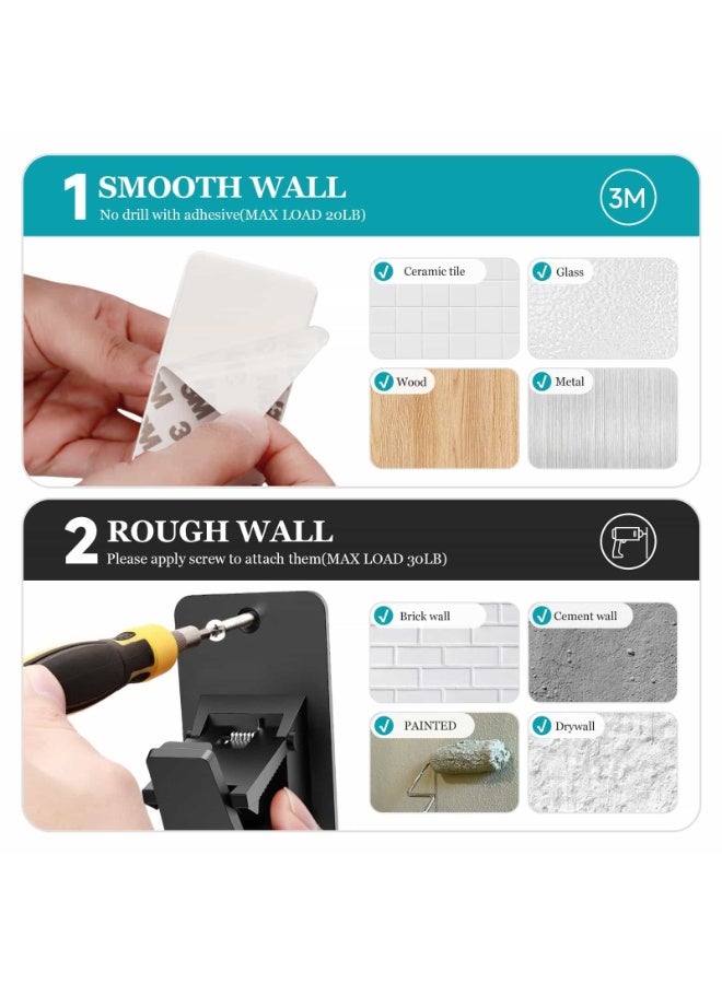 Anmi Heavy Duty Adhesive No Drill Curtain Rod Brackets 30LB Load, Damage-Free Nail-Free Window Rod Hooks for Bathroom Bedroom Kitchen, Universal Curtain Rod Holders 2PC Black - Image 4