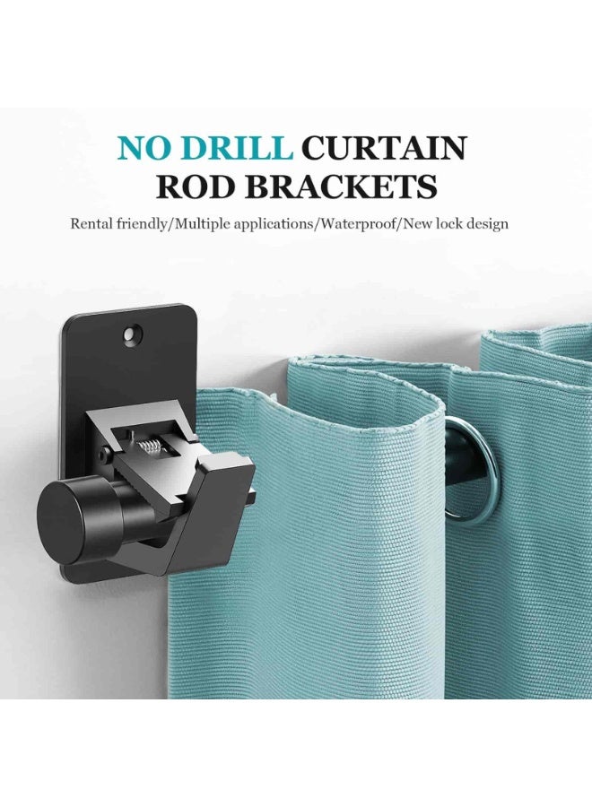 Anmi Heavy Duty Adhesive No Drill Curtain Rod Brackets 30LB Load, Damage-Free Nail-Free Window Rod Hooks for Bathroom Bedroom Kitchen, Universal Curtain Rod Holders 2PC Black - Image 2