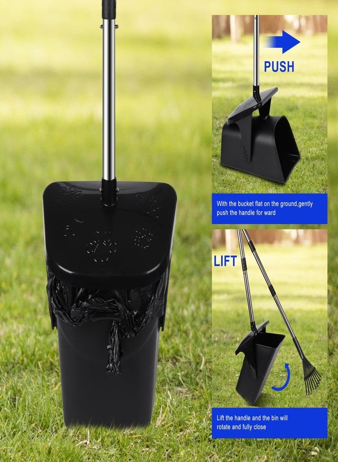 Lovinkiki Dog Poop Scooper with 20 Bag Attachment Long Handle Swivel Bin, Rake Heavy Duty Pooper Scooper for Large Medium Dogs Easy to Clean Pet Accessory Pet Waste Removal Solution for Yard, Grass, Gravel - Image 3