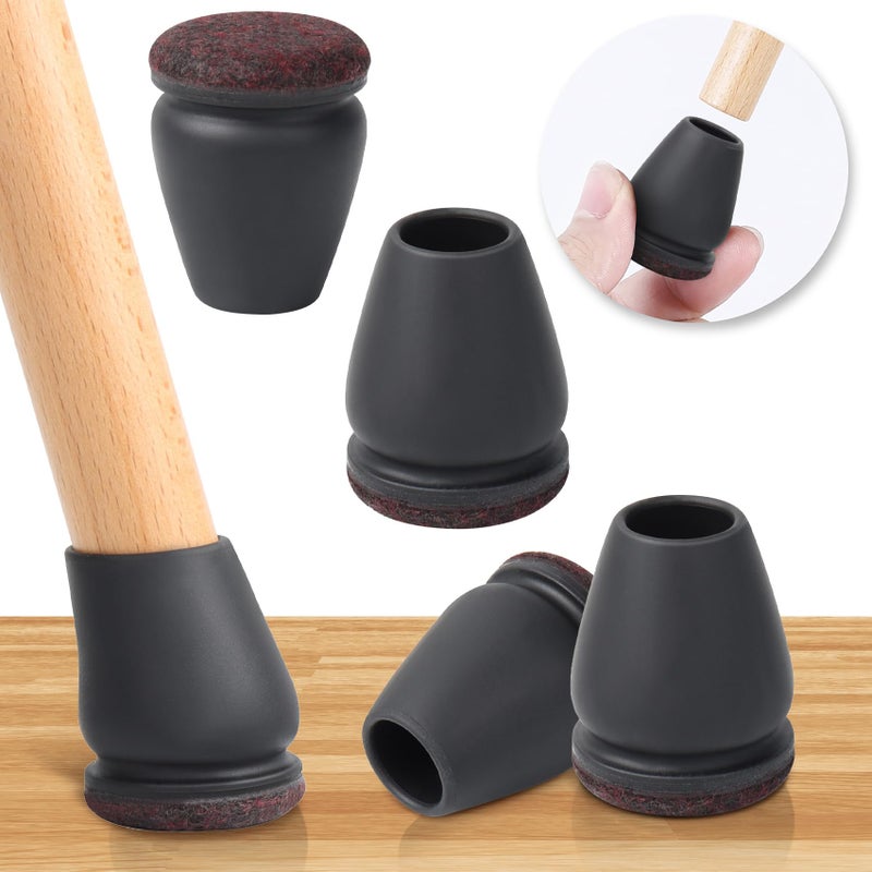 GAGUIUP 16PCS Extra Small Chair Leg Floor Protectors, Chair Leg Protector for Hardwood Floors, Metal Bar Stool Floor Protectors Chair Leg Caps, Round Felt Furniture Pads Chair Sliders(Black,Fit 0.55"-0.75") - Image 1