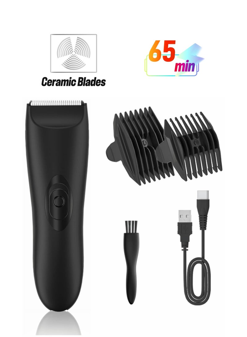 Excefore Electric Hair Clippers for Men, Cordless Groin Body Hair Trimmer Ball Shaver, Replaceable Ceramic Blade, IPX7 Waterproof Pubic Hair Trimmer Kit Low Noise Electric Razor with Universal USB Charging - Image 1