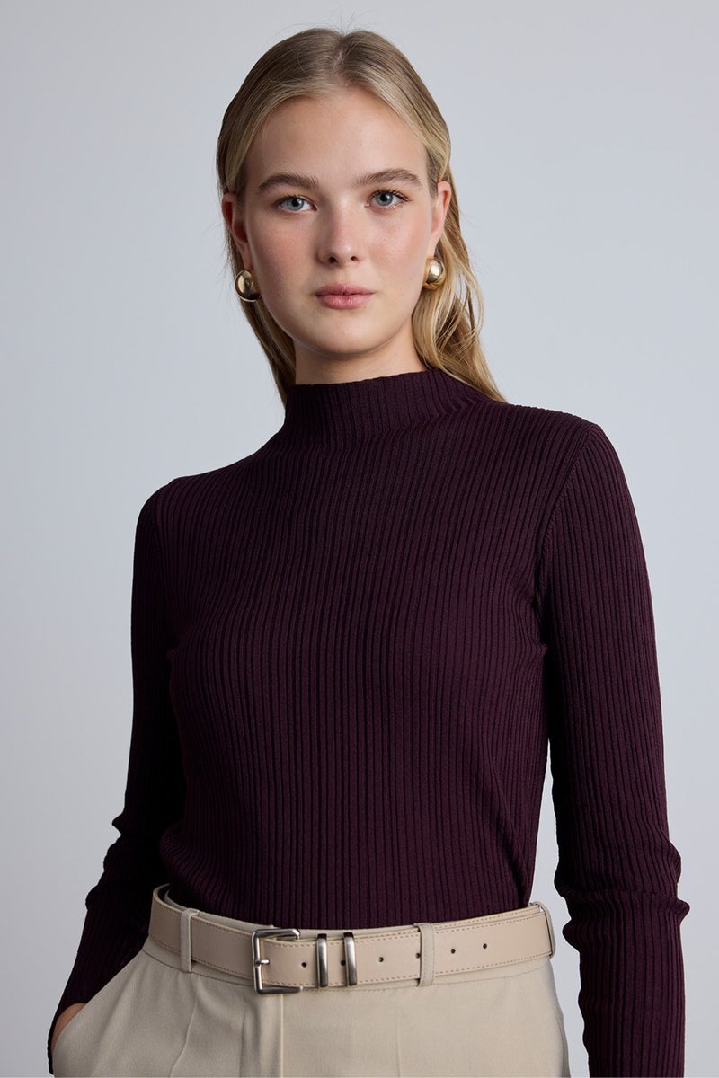 Manuka High Neck Knit Blouse Cherry  - Image 1