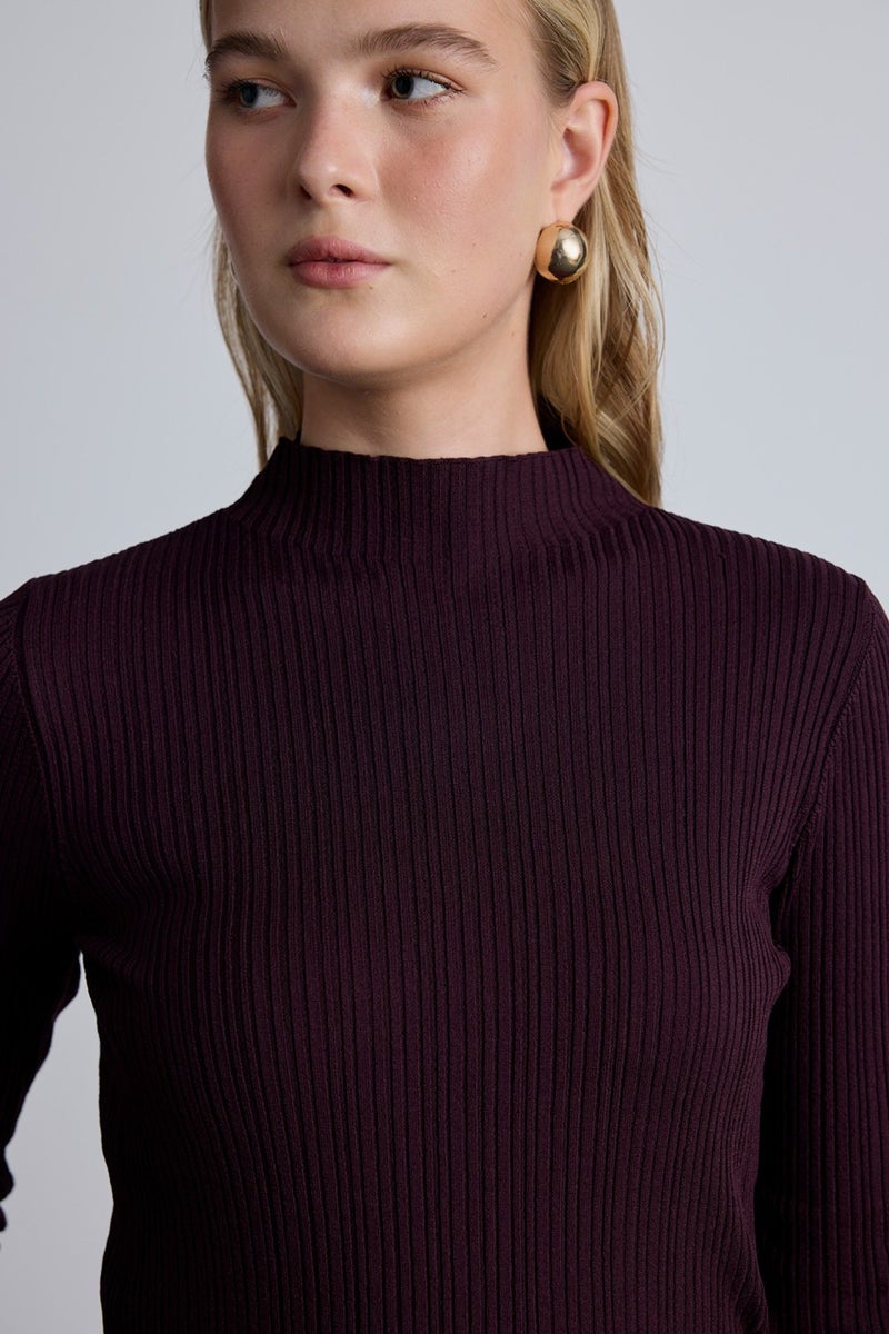 Manuka High Neck Knit Blouse Cherry  - Image 2