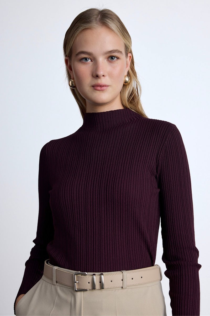 Manuka High Neck Knit Blouse Cherry  - Image 5