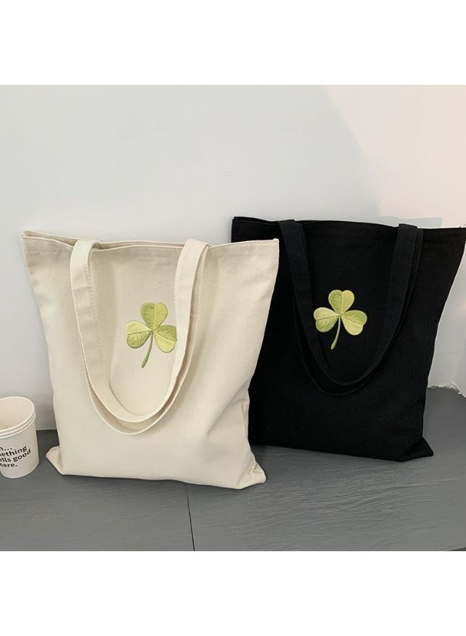 Canvas bag, large capacity handbag, shoulder bag-BLACK - Image 2