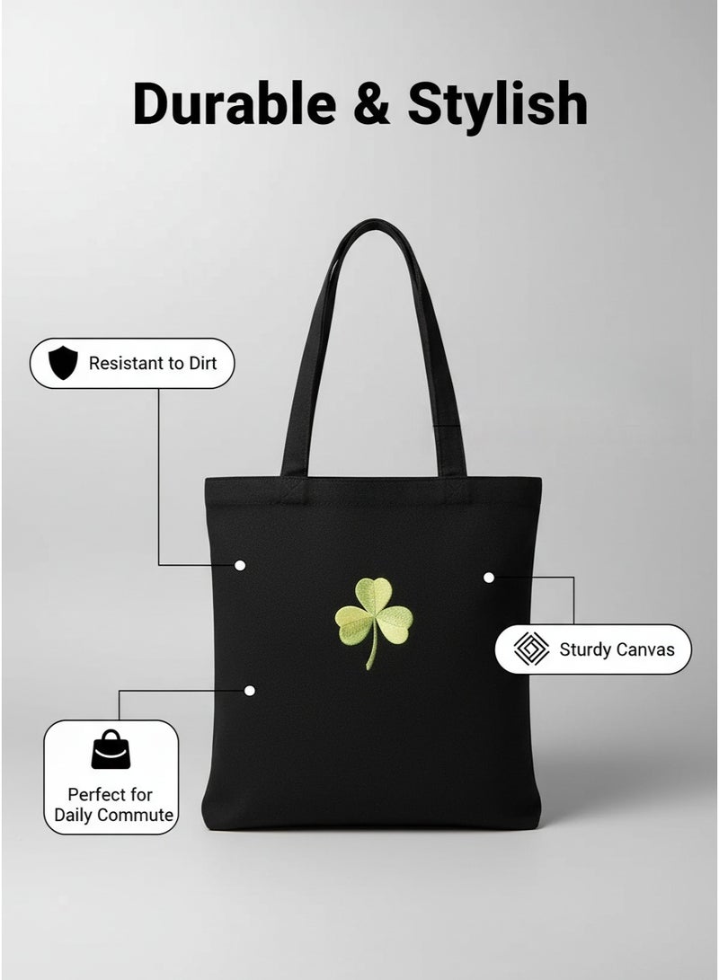 حقيبة قماشية، حقيبة يد كبيرة السعة، حقيبة كتف - أسود - Image 3