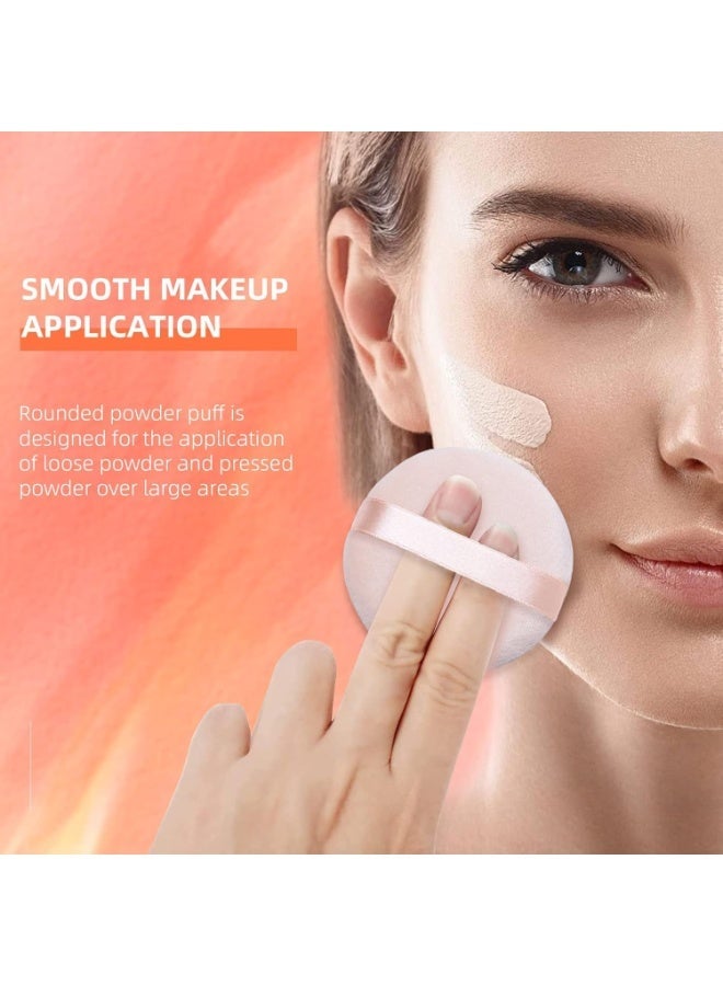 6 Pieces Cotton Makeup Powder Puffs 8 cm – Soft Round Face and Body Powder Puffs for Loose Powder, Pressed Powder, Foundation, BB Cream, Blush and Cushion Makeup, Washable and Reusable Cosmetic Sponges - Pink - Image 5
