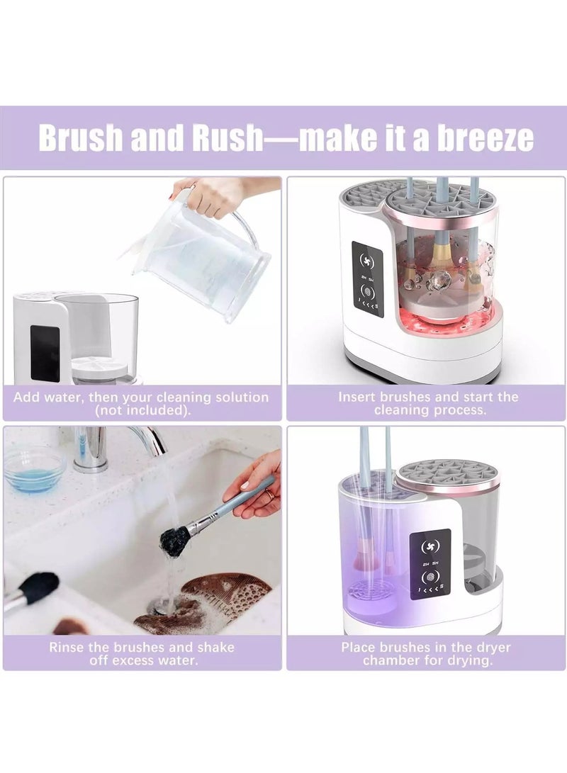 Real 3 in 1 Electric Makeup Brush Cleaner, Automatic Makeup Brush Washer with Makeup Brush Dryer, Suitable for All Sizes Beauty Makeup Brush Set, Blush Brush, Sponge - Image 5