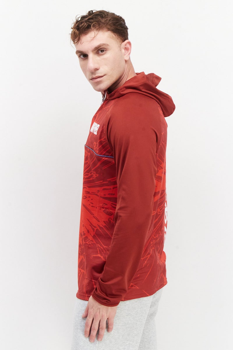 DIFUZED Marvel x Difuzed Men Hooded Graphic Print Long Sleeves Sweatshirt, Red - Image 4