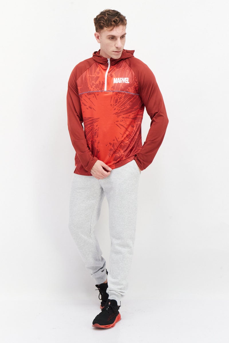 DIFUZED Marvel x Difuzed Men Hooded Graphic Print Long Sleeves Sweatshirt, Red - Image 3