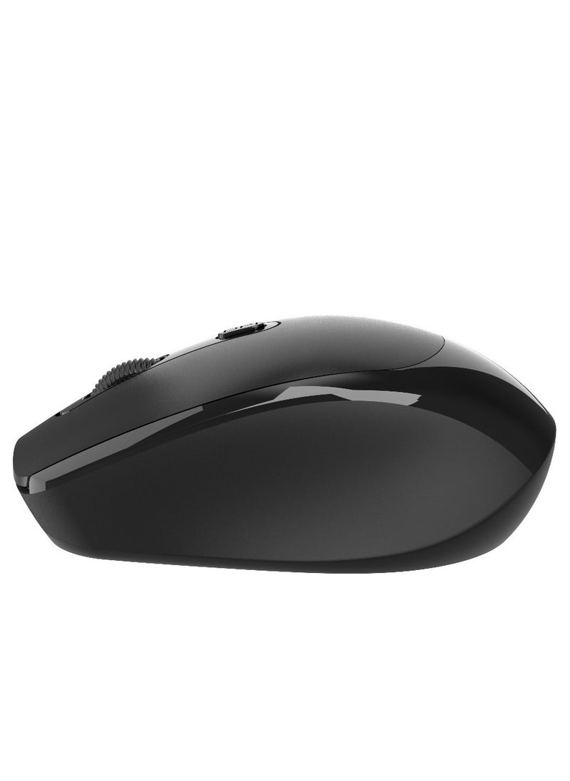 Dual Mode Wireless Mouse 1600 DPI with Bluetooth V5.4 / Plug & Play / Ergonomic Design / Adjustable DPI / 10m Range Max- Black