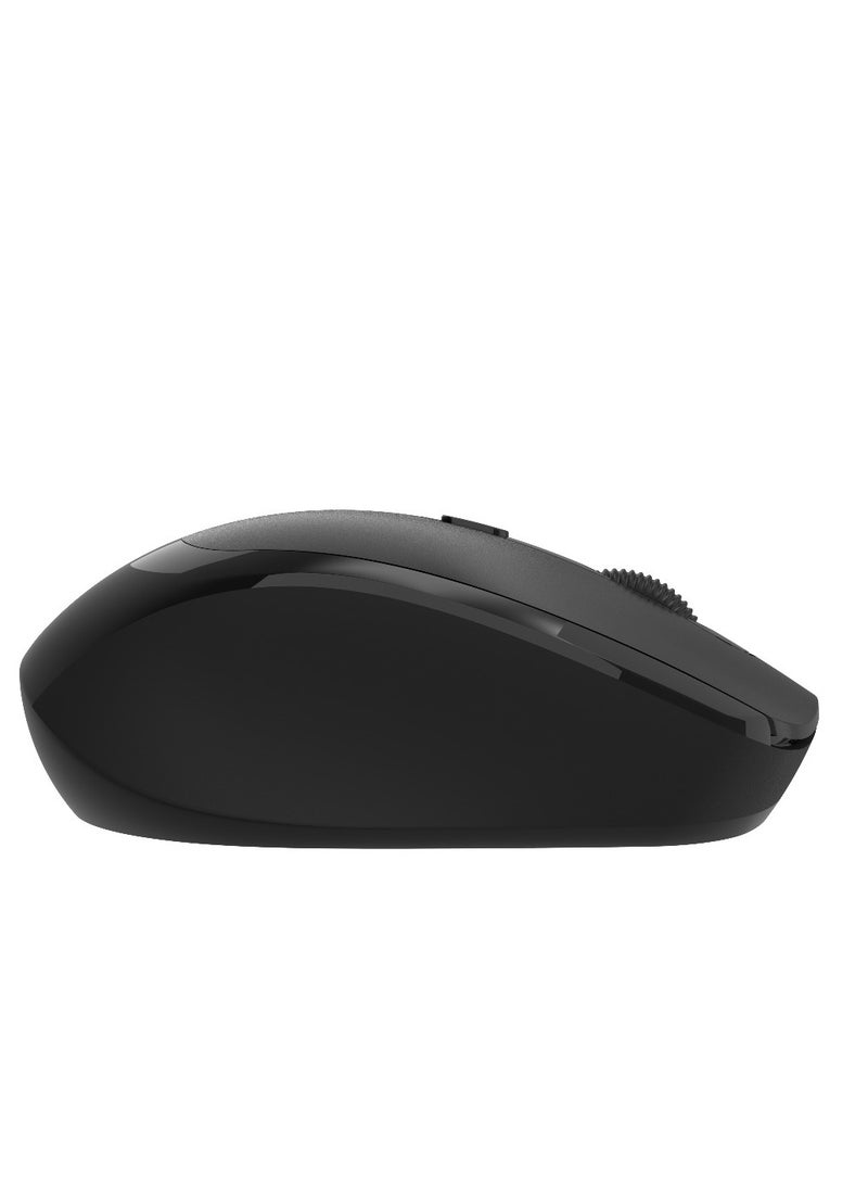 Dual Mode Wireless Mouse 1600 DPI with Bluetooth V5.4 / Plug & Play / Ergonomic Design / Adjustable DPI / 10m Range Max- Black