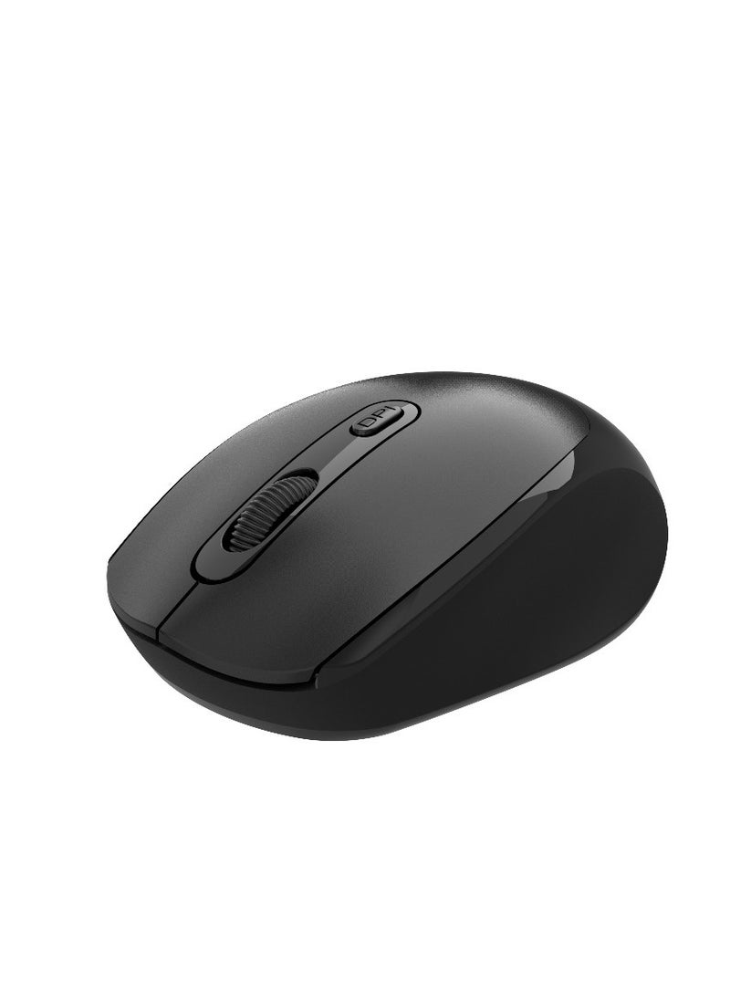 Dual Mode Wireless Mouse 1600 DPI with Bluetooth V5.4 / Plug & Play / Ergonomic Design / Adjustable DPI / 10m Range Max- Black