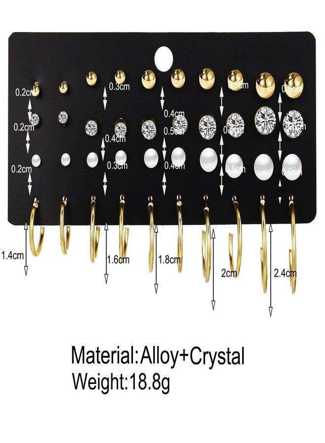 IFNODO 47pcs Gold Jewelry Set With 3 PCS Necklace, 11 PCS Bracelet,20pcs Hoop Stud Earrings,7pcs rings set For Women For Birthday Gifts, adjustable, Alloy Steel, No Gemstone - Image 2