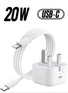 PD 20W USB C Fast Charger Plug and USB C Fast Charge Cable 1M [Apple MFi