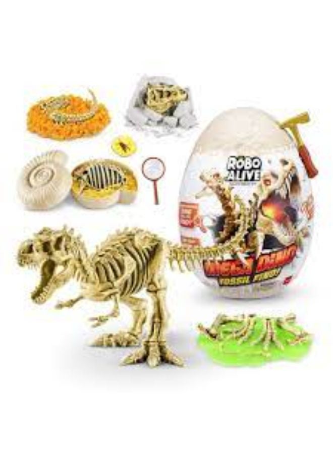 ZURU S001-ROBO ALIVE-MEGA DINO FOSSIL FIND-SERIES 1 SURPRISE EGG,BULK, 6pcs,No Inner,STD Color Assortment 