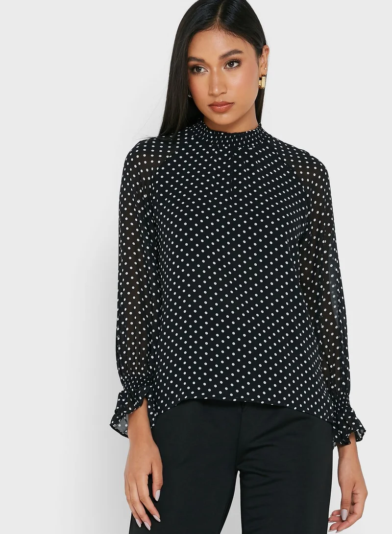 ELLA Polka Dot Sheer Blouse