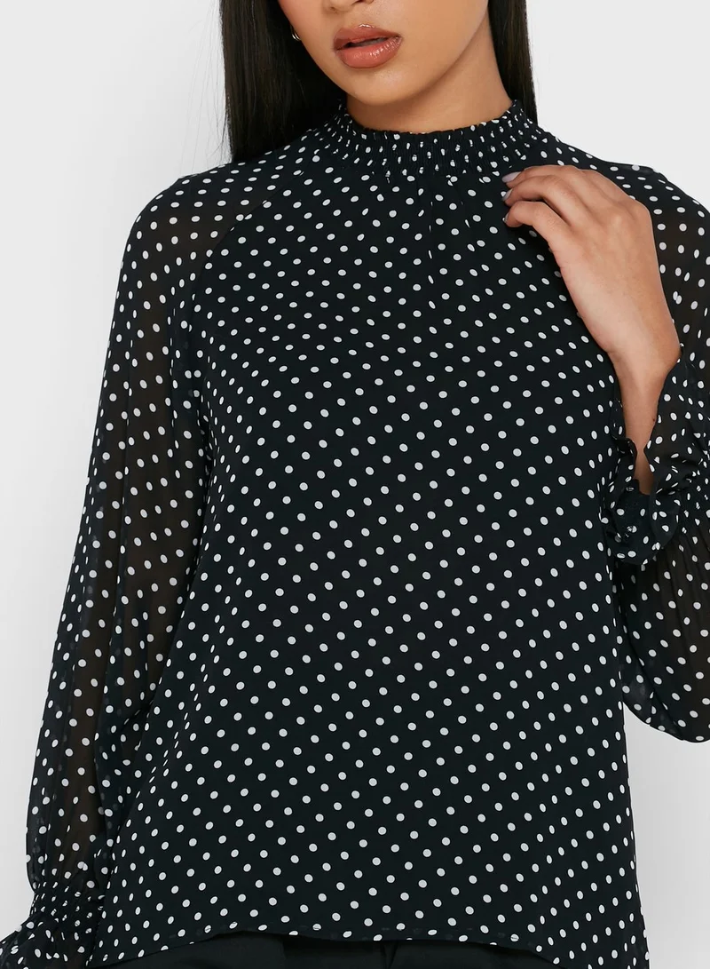 ELLA Polka Dot Sheer Blouse