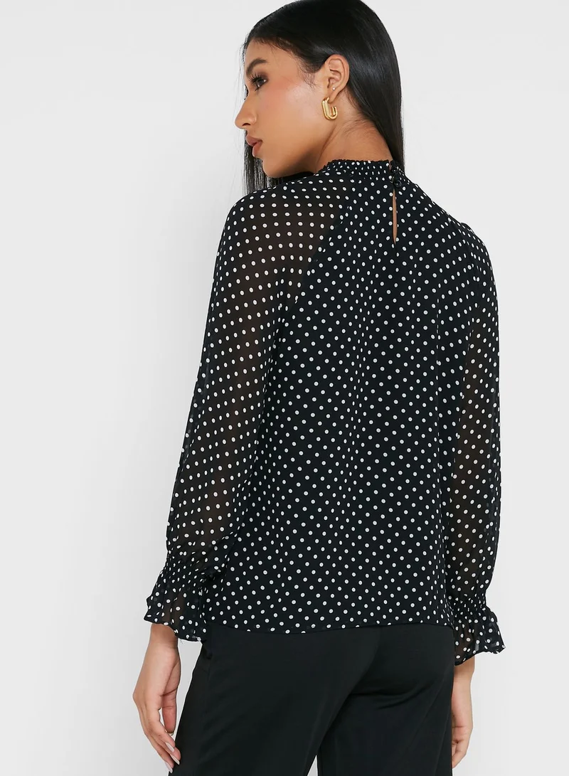 ELLA Polka Dot Sheer Blouse