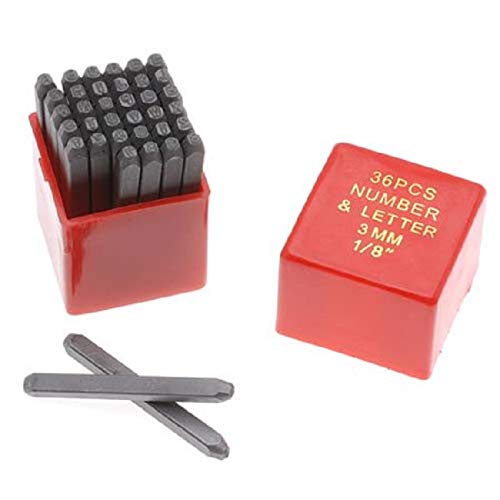 J&R Quality Tools 36pc 18 3MM Letter  Number Stamp Punch Set Hardened Steel Metal Wood Leather 