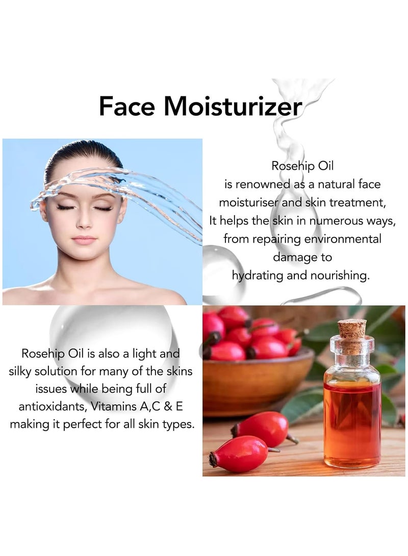 ALIVER Rosehip Oil 60ml, 100% Pure Rosehip seed Oil for Face with Vitamin C, Cold Pressed Rose hip Oil Organic for Stretch Marks,Hair,Skin,Fine Lines & Wrinkles  - Image 5