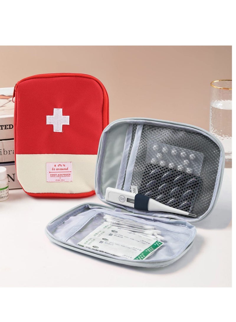 Barakah Mini First Aid Bag Portable Travel First Aid Kit Empty for Car Cycling Marathon Running Outdoor Camping Hiking Travel Emergency Travel Home Office Red Blue - Image 3