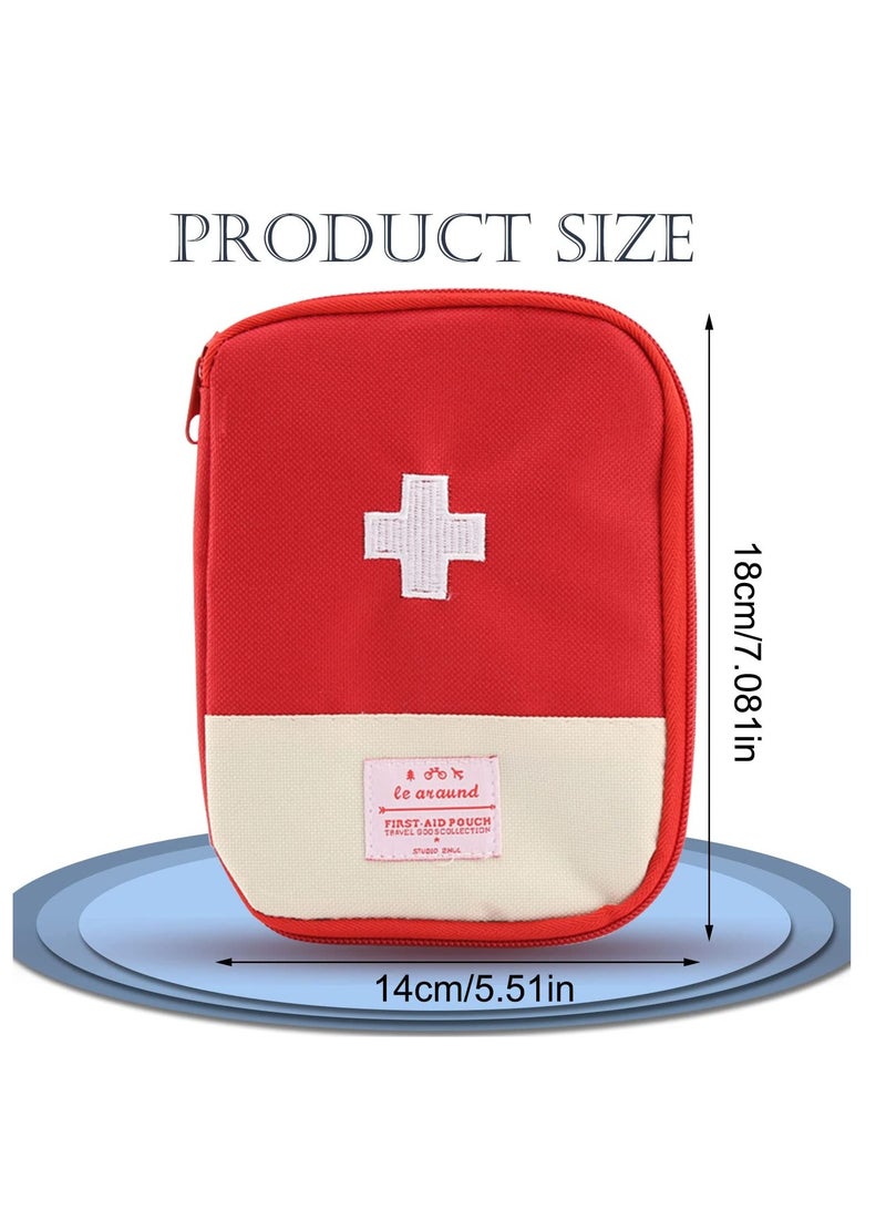 Barakah Mini First Aid Bag Portable Travel First Aid Kit Empty for Car Cycling Marathon Running Outdoor Camping Hiking Travel Emergency Travel Home Office Red Blue - Image 2