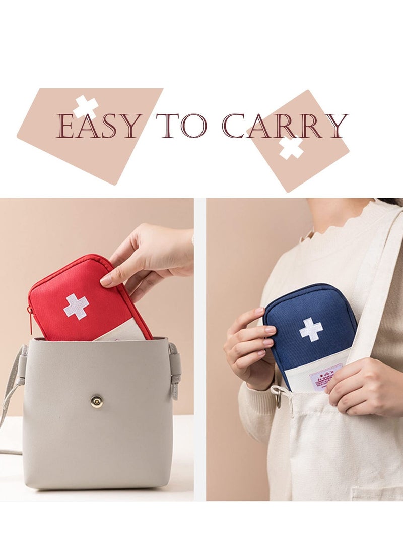 Barakah Mini First Aid Bag Portable Travel First Aid Kit Empty for Car Cycling Marathon Running Outdoor Camping Hiking Travel Emergency Travel Home Office Red Blue - Image 5