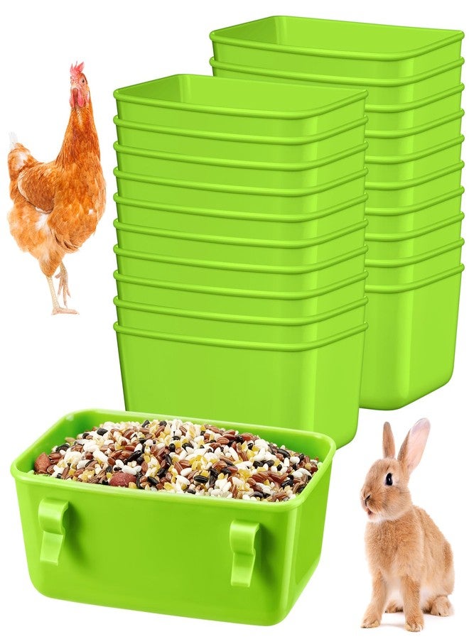 Zhehao 20 Pieces Cage Cups Chicken Feeder Waterer Cups 16 oz Hanging Bird Cage Feeder Plastic Bunny Water Bowl for PET Parrot Pigeon Rooster Gamefowl Poultry (Light Green) - Image 1