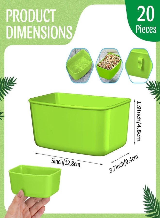 Zhehao 20 Pieces Cage Cups Chicken Feeder Waterer Cups 16 oz Hanging Bird Cage Feeder Plastic Bunny Water Bowl for PET Parrot Pigeon Rooster Gamefowl Poultry (Light Green) - Image 2