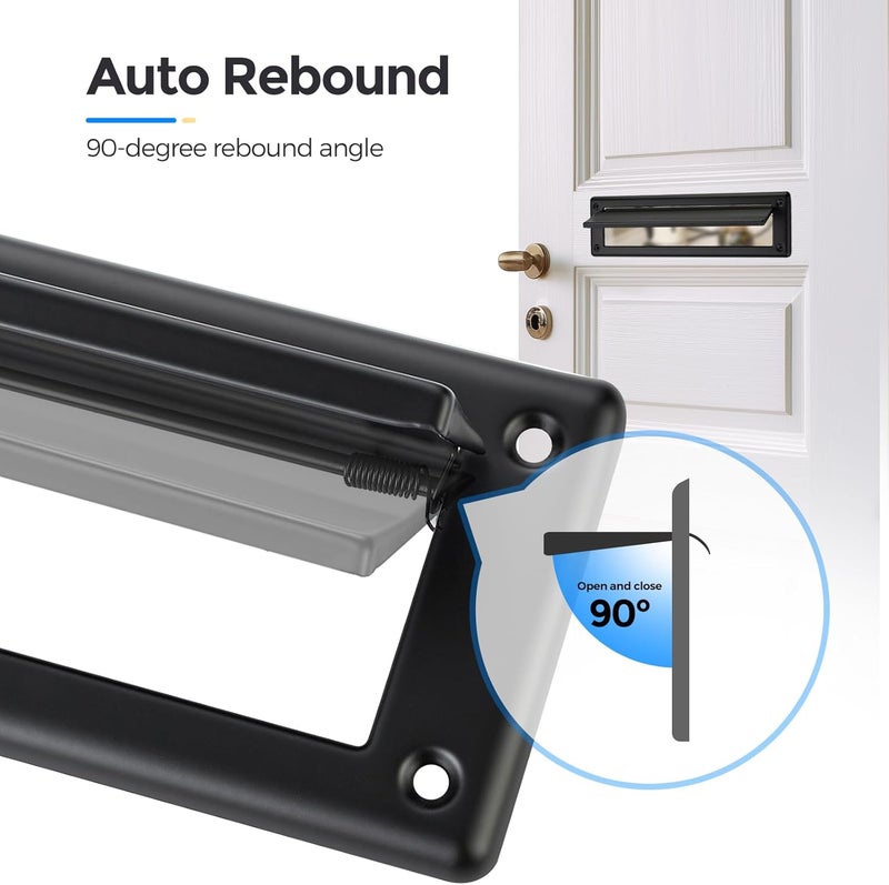 Ravinte Hardware Door Mail Slot 13" Solid Brass Mail Slot for Front Door with Solid Brass Internal Frame, Matte Black - Image 4