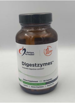 designs for health Digestzymes - Promotes Digestive Comfort, Gastrointestinal Health lactase / Gulten Peptidase / Betaine HCL Dietary Supplement 90 Capsules  - Image 1
