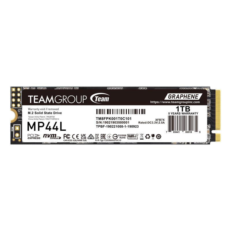 TEAMGROUP MP44L 1TB SLC Cache NVMe 1.4 PCIe Gen 4x4 M.2 2280 Laptop&Desktop SSD (R/W Speed up to 5,000/4,500MB/s) TM8FPK001T0C101 - Image 1