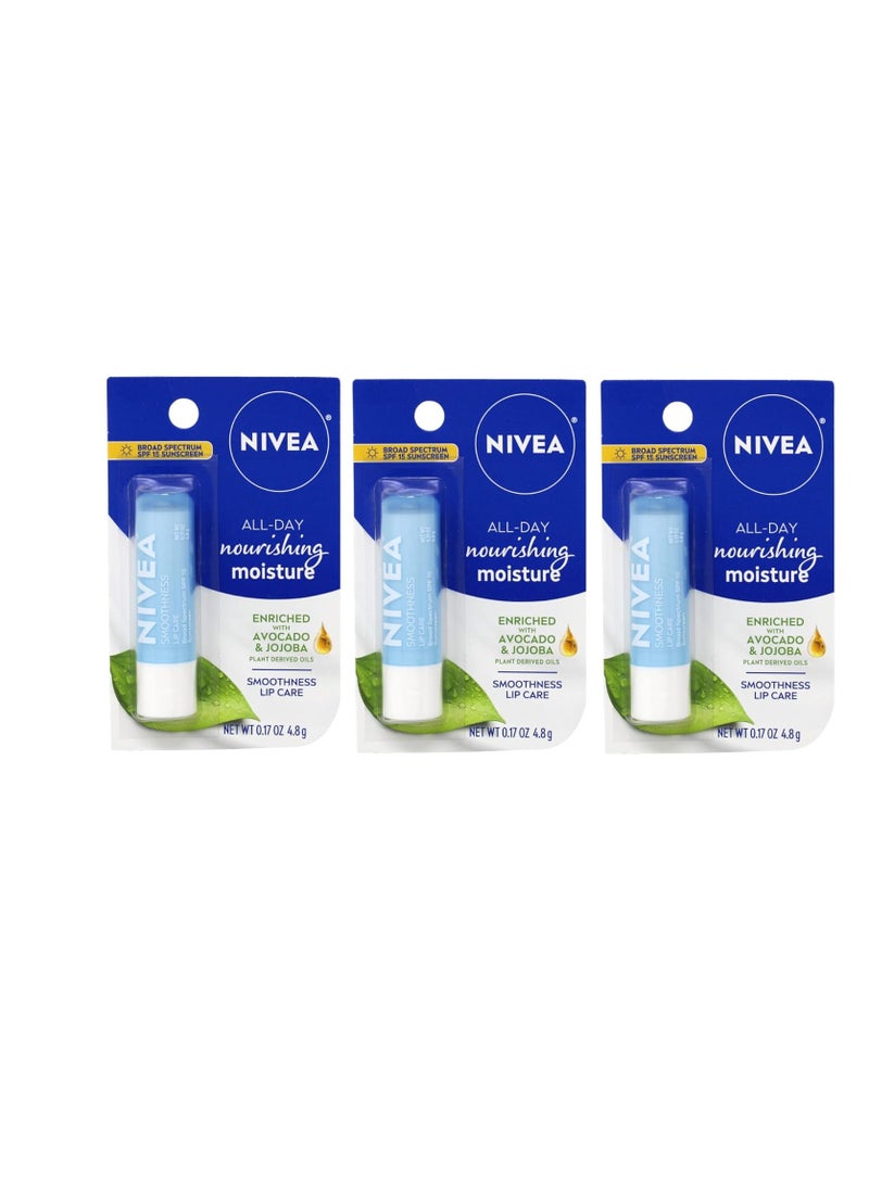 Nivea - NIVEA Smoothness Lip Care SPF 15, 0.17 oz (Pack of 3) - Image 1