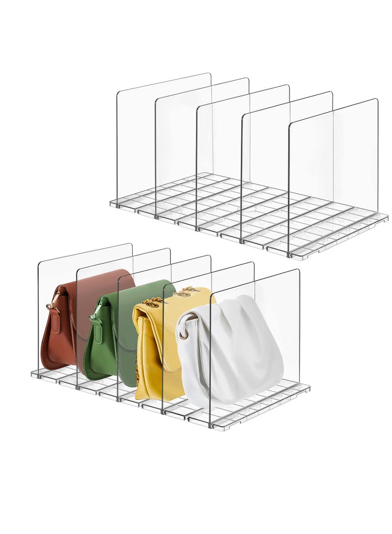 Purse Organizer for Closet, 2 Pcs Clear Plastic Purse Handbag Organizer, Adjustable Detachable Handbag Storage Organizer for Dressers, for Tote, Grocery, Gift bags, Handbag and Purse - Image 1